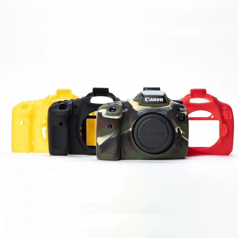 좋은 부드러운 실리콘 고무 카메라 보호 몸 커버 케이스 스킨 카메라 슬링 스트랩 캐논 7D 7D2 7DR2 카메라 가방 배터리